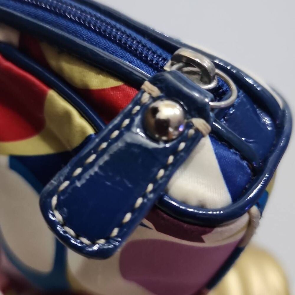 Coach Multicolor Scarf Print Satin Cosmetic Pouch Travel Case Y2K - Picture 4 of 7